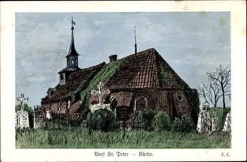 Künstler Ak Sankt Peter Ording in Nordfriesland, Kirche