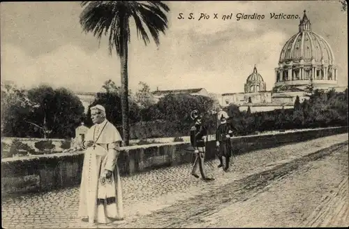 Ak Vatikan, Vatikanischer Garten, Papst Pius X., Giuseppe Melchiorre Sarto