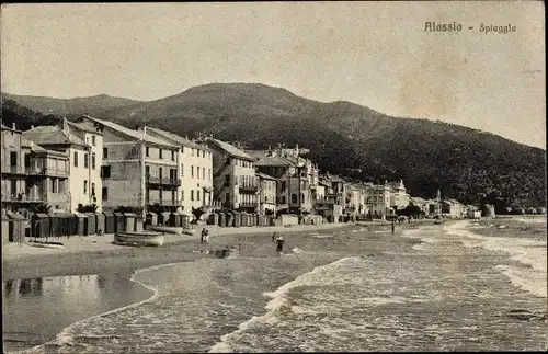 Ak Alassio Liguria Italien, Strand