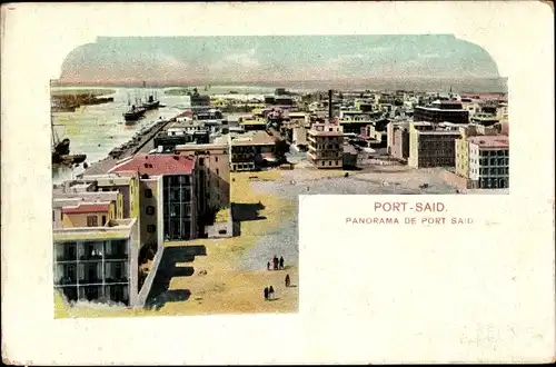 Ak Port Said Ägypten, Panorama, Suez-Kanal