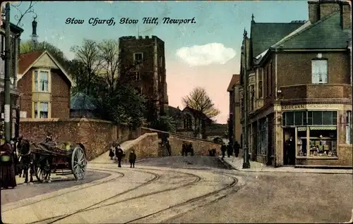 Ak Stow Hill Newport Wales, Kirche, Geschäft
