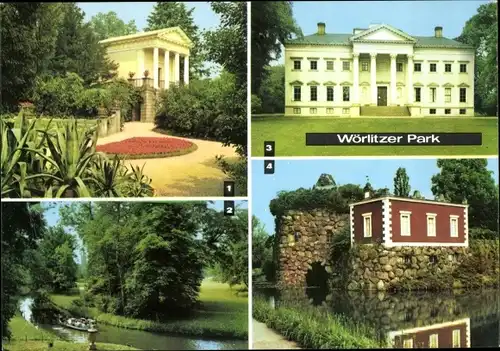 Ak Oranienbaum Wörlitz in Anhalt, Wörlitzer Park, Floratempel, Goldene Urne, Schlossmuseum, Stein