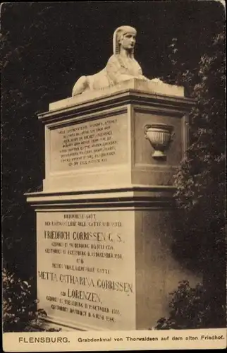 Ak Flensburg in Schleswig Holstein, Alter Friedhof, Grabdenkmal von Thorwaldsen