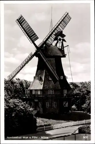 Ak Wyk auf Föhr Nordfriesland, Windmühle