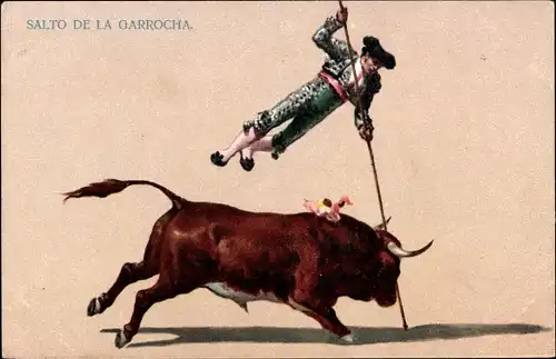 Litho Salto de la Garrocha, Stierkampf, Torero