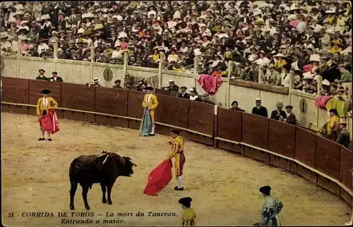 Ak Corrida de Toros, der Tod des Stiers, betrat einen Matar