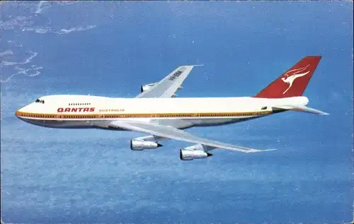 Ak Australisches Passagierflugzeug, Qantas Airways, Boeing 747 B