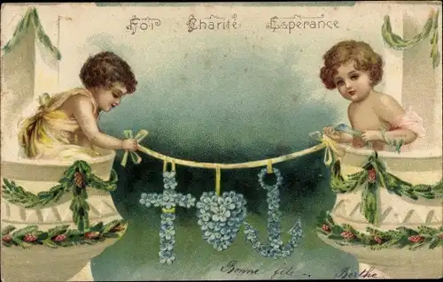 Präge Ak Glaube, Liebe, Hoffnung, Kreuz, Herz, Anker