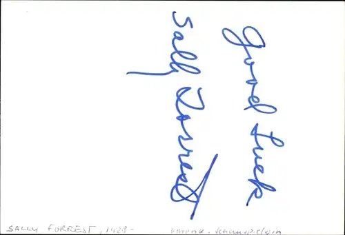 Ak Schauspielerin und Tänzerin Sally Forrest, Portrait, Autogramm