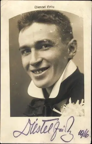 Ak Schauspieler Fritz Diestel, Portrait, Autogramm