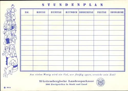 Stundenplan, Sparkassen Verlag, Märchen, Baron Münchhausen, Künstler Koser Michaels um 1950