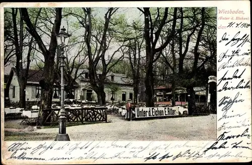 Ak Wiesbaden in Hessen, Gasthaus Unter den Eichen, E. Ritter