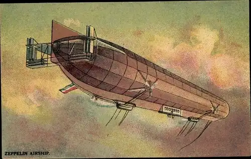 Künstler Ak Zeppelin Luftschiff