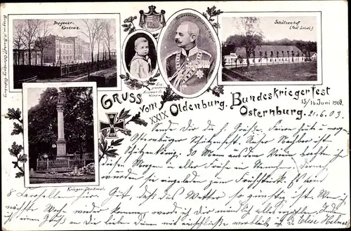 Ak Osternburg Oldenburg in Oldenburg, Schützenhof, Dragoner-Kaserne, Bundeskriegerfest 1901