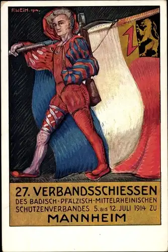 Ganzsachen Ak Mannheim in Baden, 27. Verbandschießen, Schützenverband, 1914