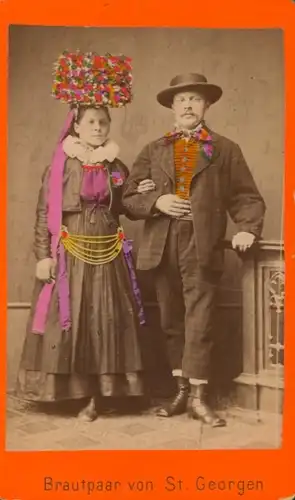 CdV Paar in Volkstracht von St. Georgen, Schwarzwald, 1886