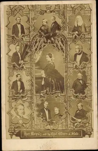 CdV Königin Victoria von England, Regierungsmitglieder, Gladstone, Westbury, Russell
