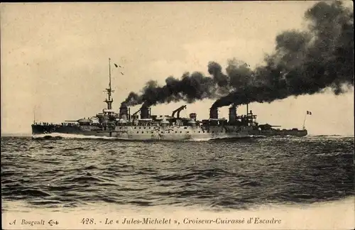 Ak Französisches Kriegsschiff, Jules-Michelet, Croiseur-Cuirasse d'Escadre
