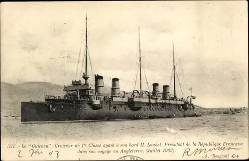 Ak Le Guichen, Croiseur de 1re Classe, M. Loubet, Französisches Kriegsschiff