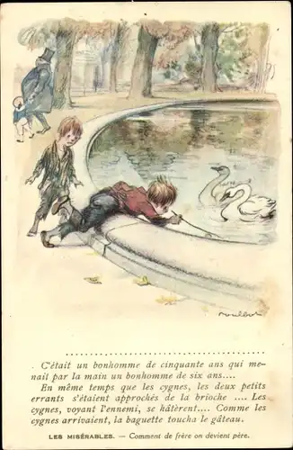 Künstler Ak Poulbot, Francisque, Les Miserables, Comment de frere on devient pere