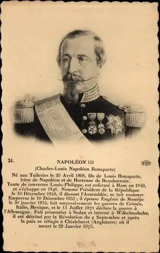 Ak Napoleon III, Charles-Louis Napoleon Bonaparte, Portrait