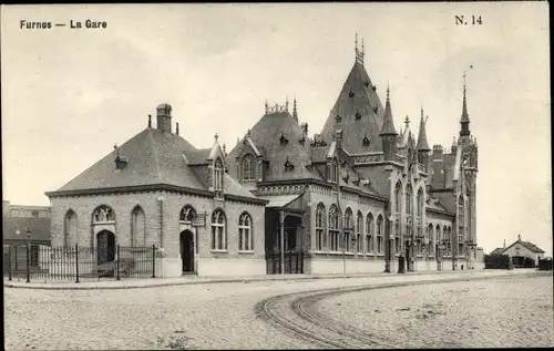 Ak Veurne Veurne Westflandern, Der Bahnhof