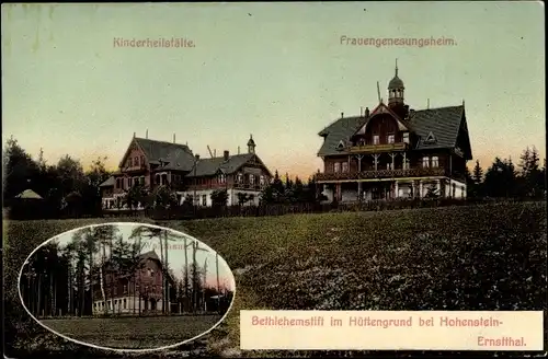 Ak Hohenstein Ernstthal Hüttengrund, Bethlehemstift, Kinderheilstätte, Frauengenesungsheim, Waldhaus