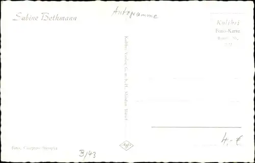 Ak Schauspielerin Sabine Bethmann, Portrait, Autogramm