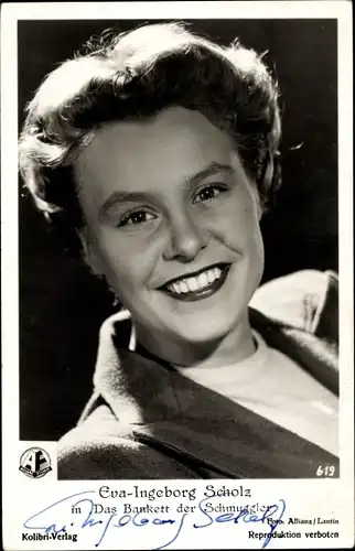 Ak Schauspielerin Eva Ingeborg Scholz, Das Bankett der Schmuggler, Autogramm