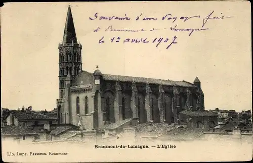 Ak Beaumont de Lomagne Tarn et Garonne, Die Kirche