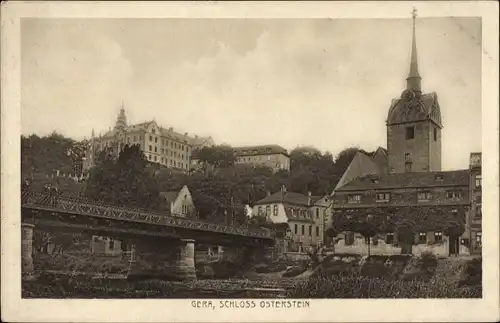 Ak Untermhaus Gera in Thüringen, Schloss Osterstein, Brücke, Kirche