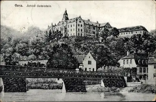 Ak Gera in Thüringen, Schloss Osterstein, Brücke