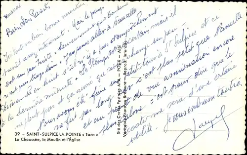 Ak Saint Sulpice la Pointe Tarn, La Chaussée, Mühle, Kirche