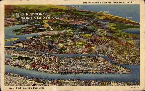 AK New York City USA, Weltausstellung 1939, aus der Luft