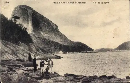 Ak Rio de Janeiro Brasilien, Praia do Anel e Pao d'Assucar