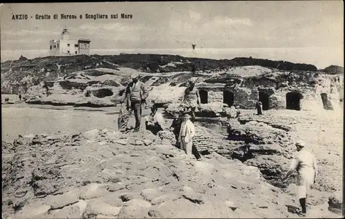 Ak Anzio Lazio Italien, Grotte di Nerone e Scogliera sul Mare