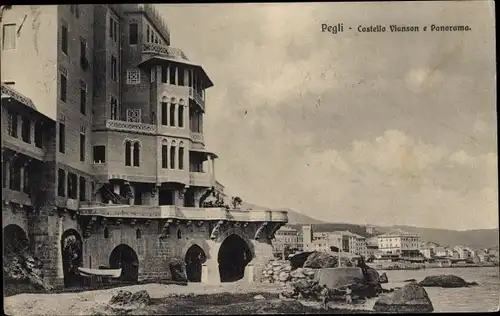 Ak Pegli Genova Genua Ligurien, Castello Vianson, Panorama