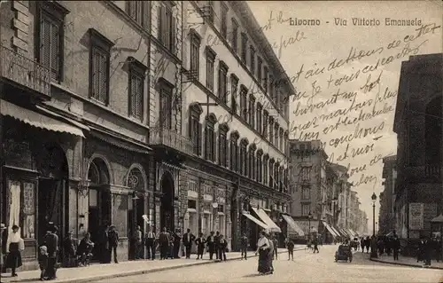 Ak Livorno Toscana, Via Vittorio Emanuele