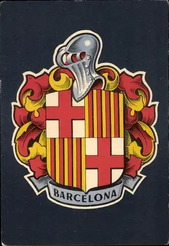 Wappen Ak Barcelona Katalonien, Ritterhelm, Stadtwappen