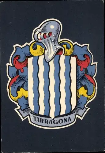 Wappen Ak Tarragona Katalonien Spanien, Ritterhelm