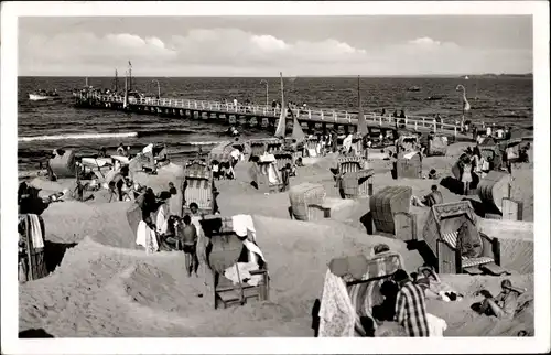 Ak Ostseebad Timmendorfer Strand, Landungsbrücke, Strand