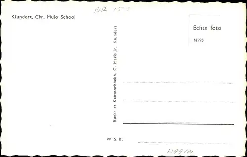 Ak Klundert Nordbrabant, Christliche Mulo Schule