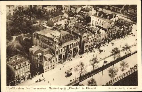 Ak Utrecht Niederlande, Lebensversicherungs Gesellschaft Utrecht, Hauptgebäude, Luftbild