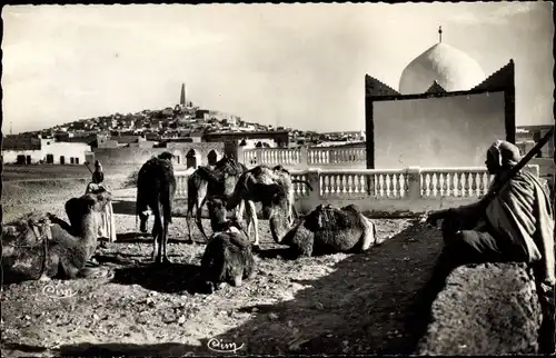 Ak Ghardaia Algerien, Caravane pres du Marabout du Cimetiere