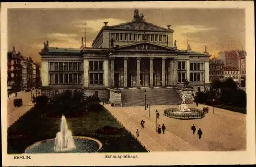 Ak Berlin Mitte, Schauspielhaus, Brunnen