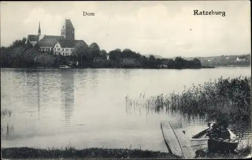 Ak Ratzeburg im Herzogtum Lauenburg, Flusspartie, Dom