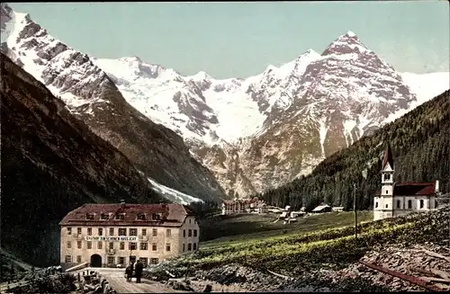 Ak Trafoi Stilfs Stelvio Südtirol, Gasthof zur schönen Aussicht, Ortler