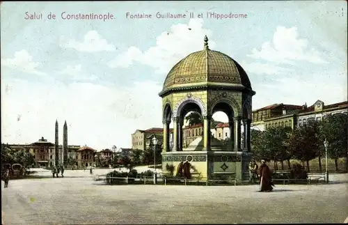 Ak Konstantinopel Istanbul Türkei, Wilhelm-II.-Brunnen, Hippodrom