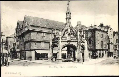 Ak Salisbury Südwestengland, Das Stadtkreuz