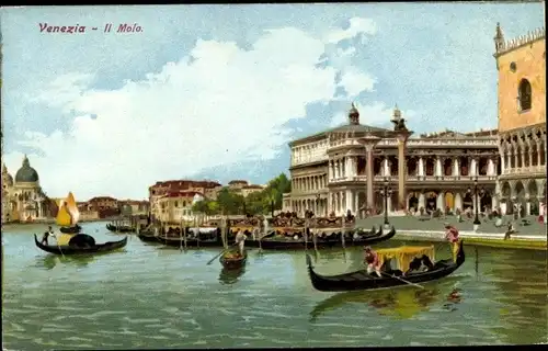 Künstler Ak Venezia Venedig Veneto, Il Molo, Gondeln, Anlegestelle